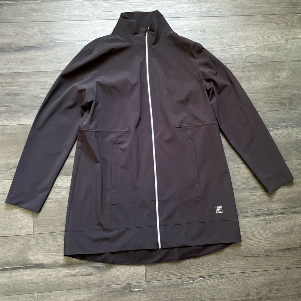 Fila Sport Womens Lightweight Jacket Black Full Zip Mid-Length Size Large